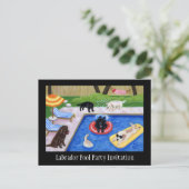 Pool Party Labradors Einladungspostkarte (Stehend Vorderseite)