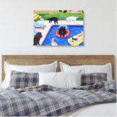 Pool Party Labradors (neu) Artwork Leinwanddruck (Insitu (Schlafzimmer))