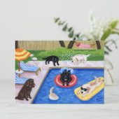 Pool-Party Labradors Sommer-Party Einladungen (Stehend Vorderseite)