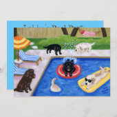Pool-Party Labradors Sommer-Party Einladungen (Vorne/Hinten)