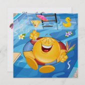Pool Party - LÄCHELN! Einladung (Vorne/Hinten)