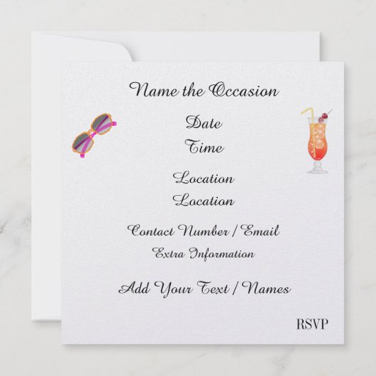 Pool Party - LÄCHELN! Einladung (Rückseite)