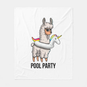 Pool Party Lama Einhorn Float Shirt Lustiges Lama  Fleecedecke