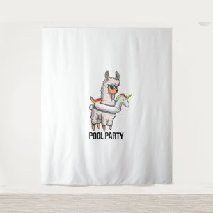 Pool Party Lama Einhorn Schwimmshirt Lustiges Lama Wandteppich