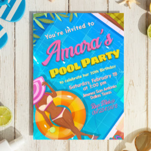 Pool Party Mädchen Einladung