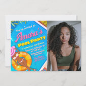 Pool-Party - Mädchen mit Foto Einladung (Vorderseite)