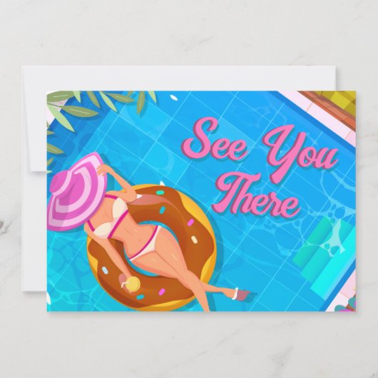 Pool Party - Mädchen mit Foto Einladung (Rückseite)