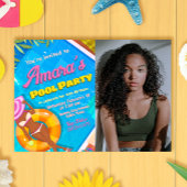 Pool-Party - Mädchen mit Foto Einladung