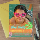 Pool Party Minimalistisch Design mit Bild Einladung