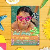 Pool Party Minimalistisch Design mit Bild Einladung