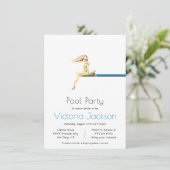 Pool Party Minimalistische Einladung (Stehend Vorderseite)