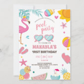 Pool-Party | Modern Summer Themed Birday Party Einladung (Vorderseite)