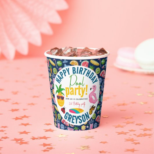 Pool-Party | Modern Summer Themed Birday Party Pappbecher (Insitu)
