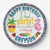 Pool-Party | Modern Summer Themed Birday Party Pappteller (Vorderseite)