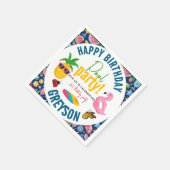 Pool-Party | Modern Summer Themed Birday Party Serviette (Ecke)