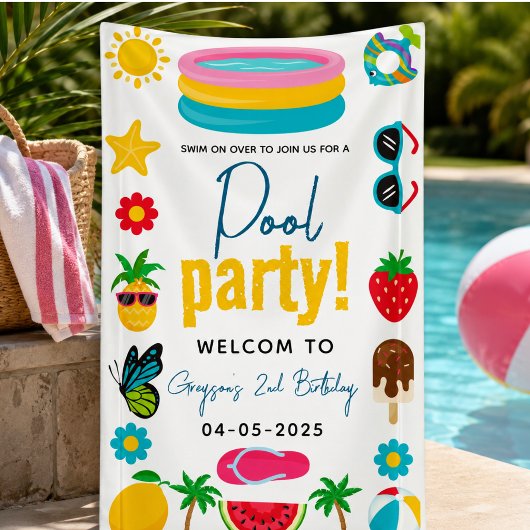Pool-Party | Moderner Sommer zum Geburtstag Banner