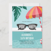 Pool Party Moderner tropischer Leaf Spaß Niedlich  Einladung (Vorderseite)