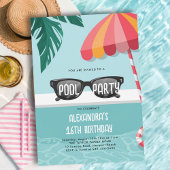 Pool Party Moderner tropischer Leaf Spaß Niedlich Einladung