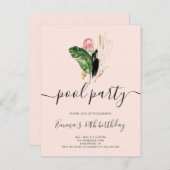 Pool Party Modernes Geburtstag Einladungspostkarte (Vorne/Hinten)