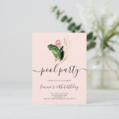 Pool Party Modernes Geburtstag Einladungspostkarte (Stehend Vorderseite)