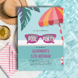 Pool Party Modernes tropisches Leaf Niedlich Tee G Einladung