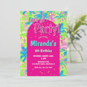 Pool Party Neon Birthday Einladung (Stehend Vorderseite)
