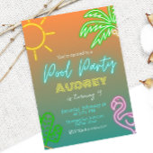 Pool Party Neon Einladung