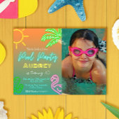 Pool Party Neon Landschaft Einladung