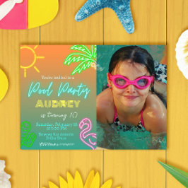 Pool Party Neon Landschaft Einladung