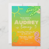 Pool Party Neon - Tropical - Aloha Einladung (Vorderseite)