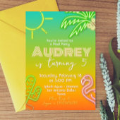 Pool Party Neon - Tropical - Aloha Einladung