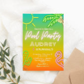 Pool Party Neon Tropical Einladung