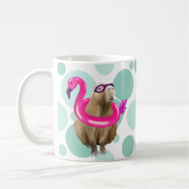 Pool Party Niedlich Capybara mit rosa Flamingo Flo Kaffeetasse