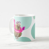 Pool Party Niedlich Capybara mit rosa Flamingo Flo Kaffeetasse (Vorderseite Links)