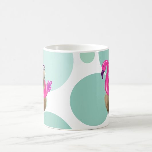 Pool Party Niedlich Capybara mit rosa Flamingo Flo Kaffeetasse (Mittel)