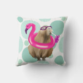 Pool Party Niedlich Capybara mit rosa Flamingo Flo Kissen (Rückseite)
