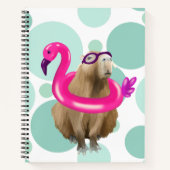Pool Party Niedlich Capybara mit rosa Flamingo Flo Notizblock (Vorderseite)