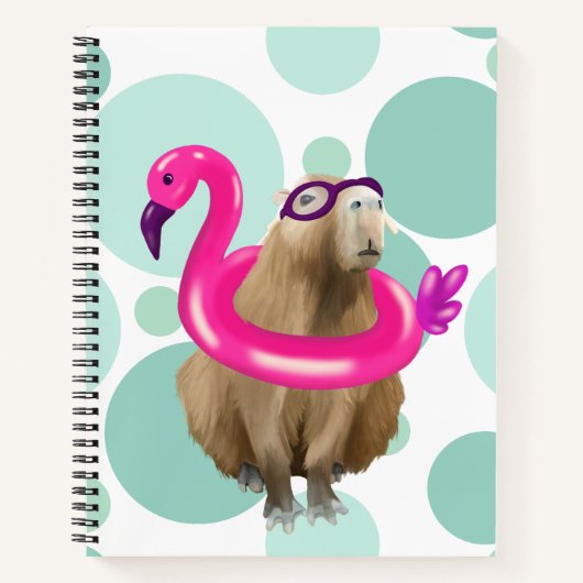 Pool Party Niedlich Capybara mit rosa Flamingo Flo Notizblock (Vorderseite)