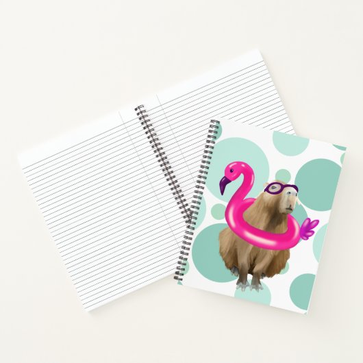Pool Party Niedlich Capybara mit rosa Flamingo Flo Notizblock (Innenseite)