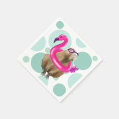 Pool Party Niedlich Capybara mit rosa Flamingo Flo Serviette (Ecke)