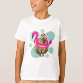 Pool Party Niedlich Capybara Rosa Flamingo Float T-Shirt (Vorderseite)