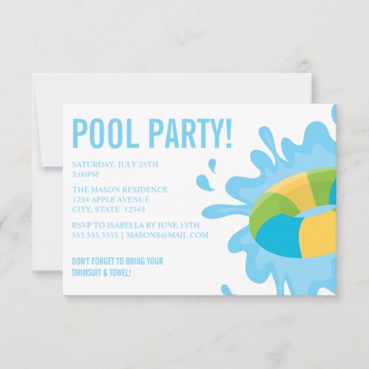 POOL-PARTY| Party Einladung (Vorderseite)