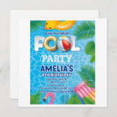 Pool Party personalisiert Geburtstagsfeier Feiertagskarte (Vorne/Hinten)
