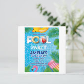 Pool Party personalisiert Geburtstagsfeier Feiertagskarte (Stehend Vorderseite)