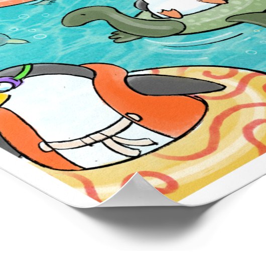 Pool Party Pinguine Poster (Ecke)