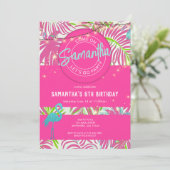 Pool Party Pink Beach Einladung (Stehend Vorderseite)