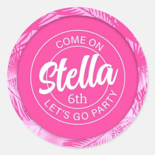 Pool Party Pink Doll Runder Aufkleber (Vorderseite)