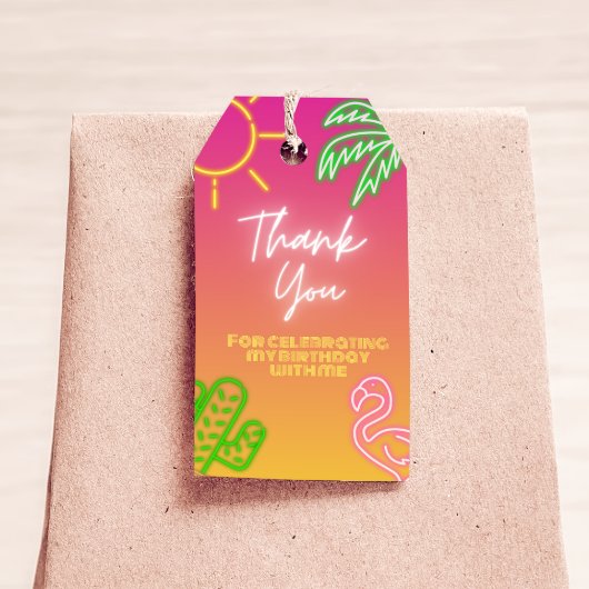 Pool Party Pink Neon Gefallen Tag Geschenkanhänger