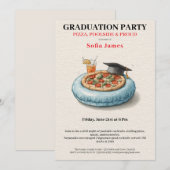 Pool Party Pizza Graduation Celebration Invitation Einladung (Vorne/Hinten)