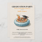 Pool Party Pizza Graduation Celebration Invitation Einladung (Vorne/Hinten)